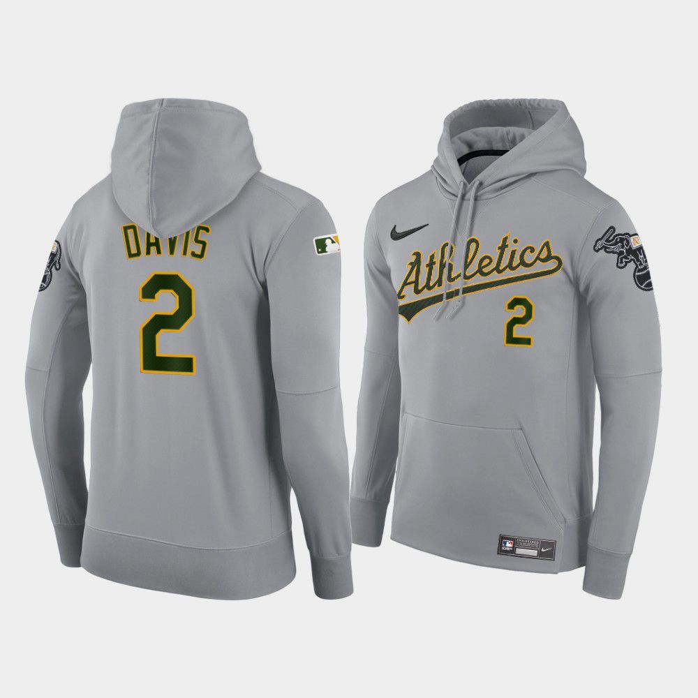 Men Oakland Athletics #2 Davis gray road hoodie 2021 MLB Nike Jerseys